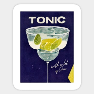 Tonic Water Retro Poster Blue Lemon Bar Prints, Vintage Drinks, Recipe, Wall Art Sticker